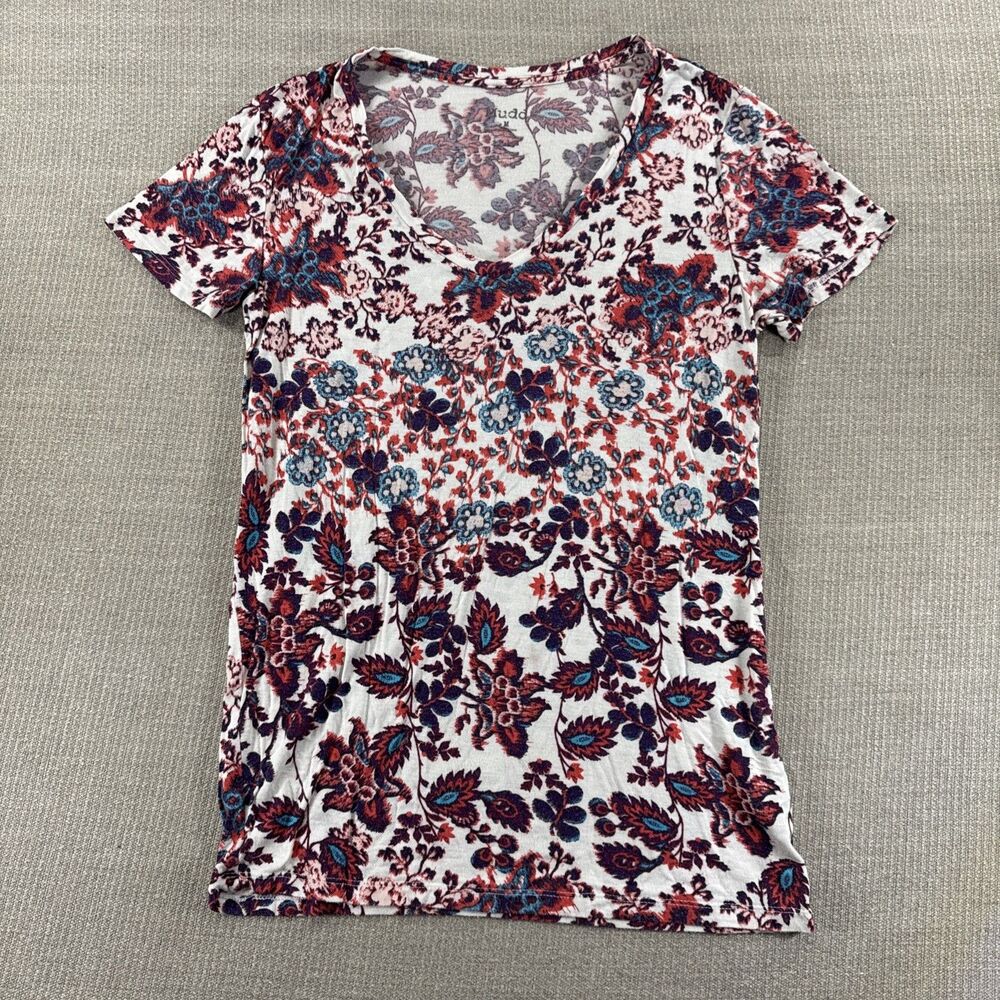 Mudd Vintage Short Sleeve Top Medium Pink Y2K Blue Floral Fairy 90s Baby Tee